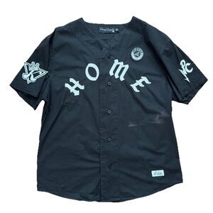 Play Cloths Kingpins Baseball Jersey Mens XL Black Button Up Streetwear Hip Hop